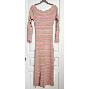 Anthropologie Daily Practice Sweater Dress Pastel Stripes Bodycon Midi